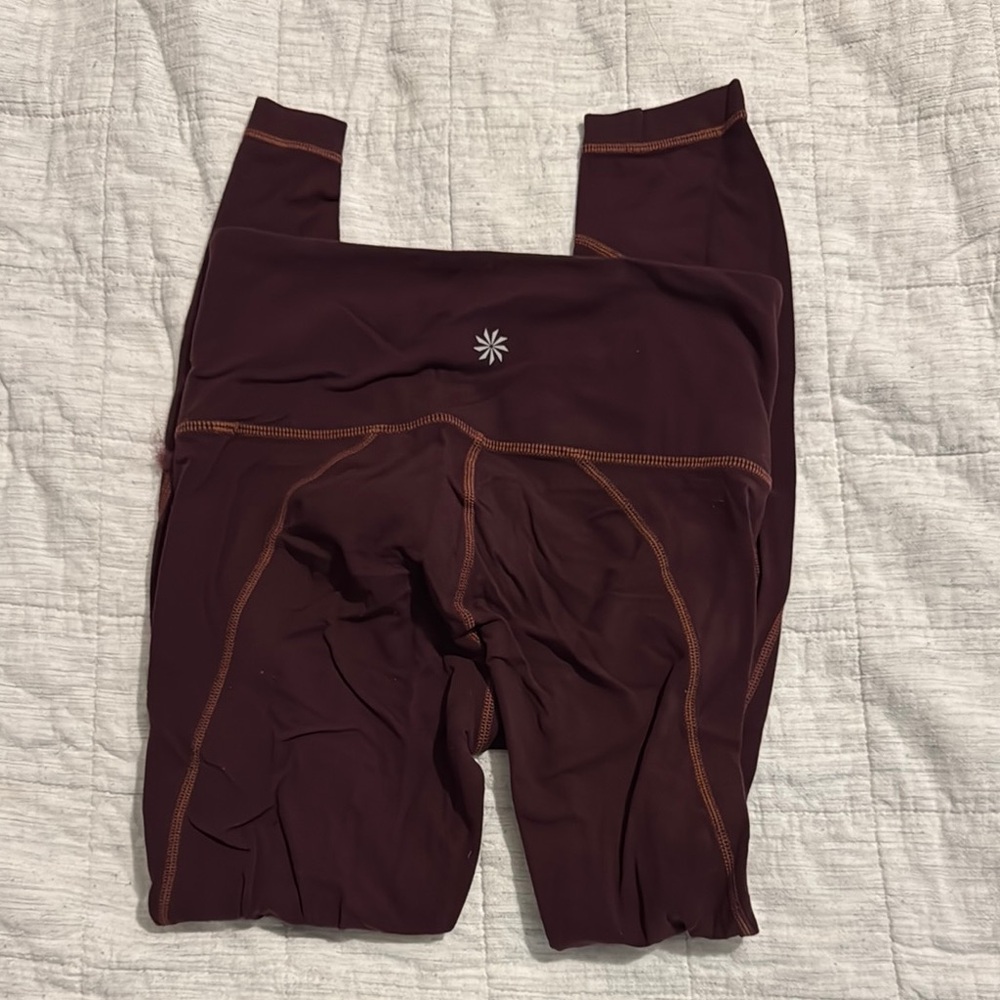 Athleta Maroon Leggings with Stretchy Form-Fitting Design
